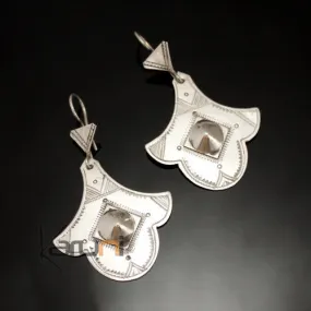 Boucles d'Oreilles en Argent Fleurs Gravées  91 