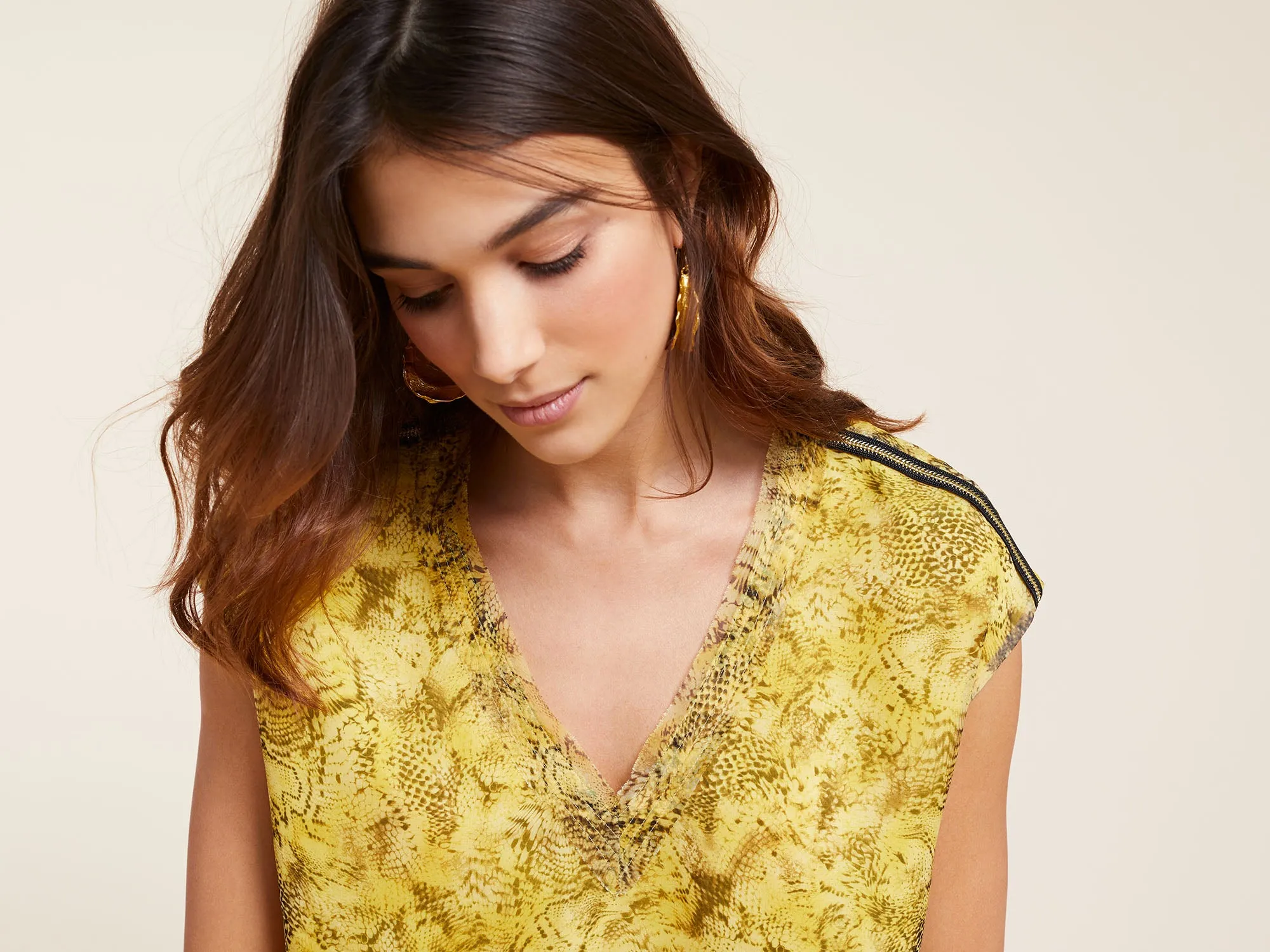 CALI - Top lemon à imprimé python
