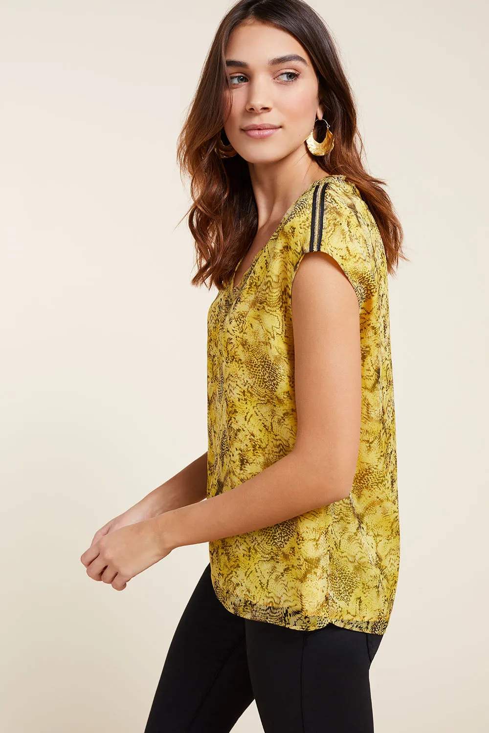 CALI - Top lemon à imprimé python