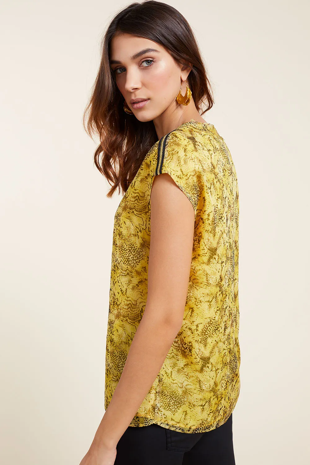 CALI - Top lemon à imprimé python
