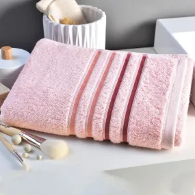 Drap de bain Eponge liteau rayures EXTRA SOFT Rose pale | 3 Suisses