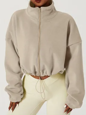 LuxeActive - Veste courte en polaire kaki pour un look décontracté